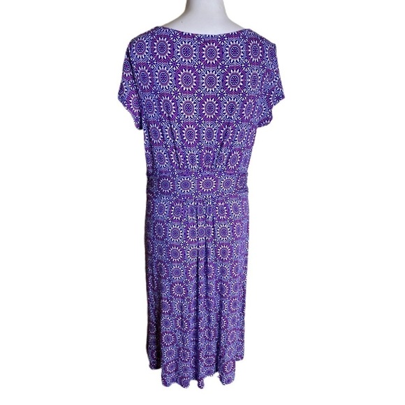 Boden Amelie Jersey Dress Blue Pink White Anstract Floral Size 12L - Picture 5 of 11